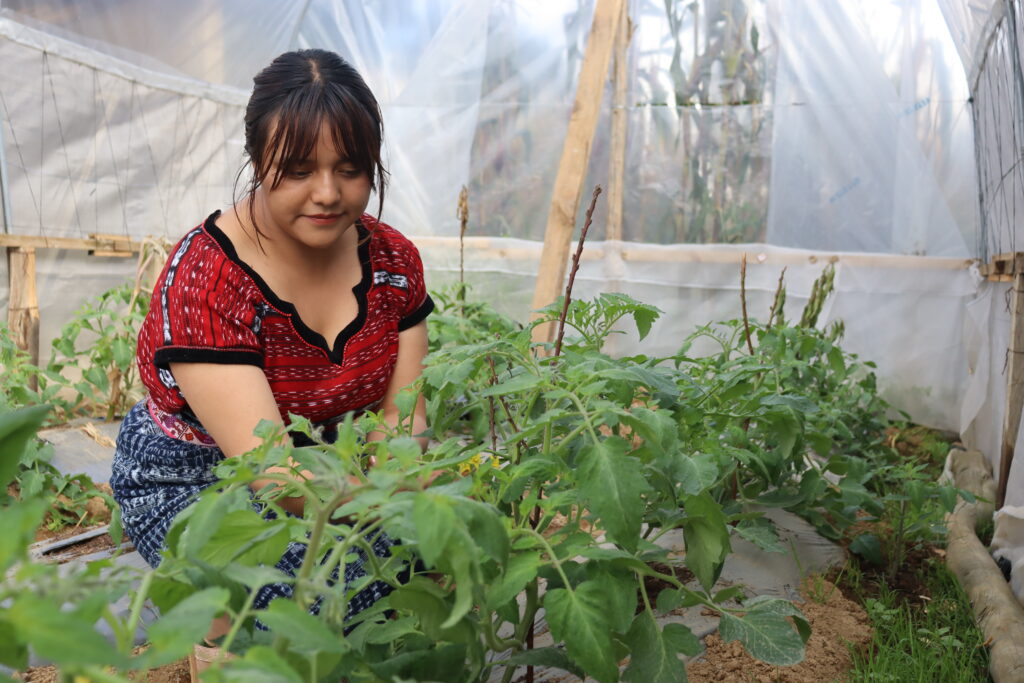 Matilde trabaja en un huerto de la Universidad del Valle